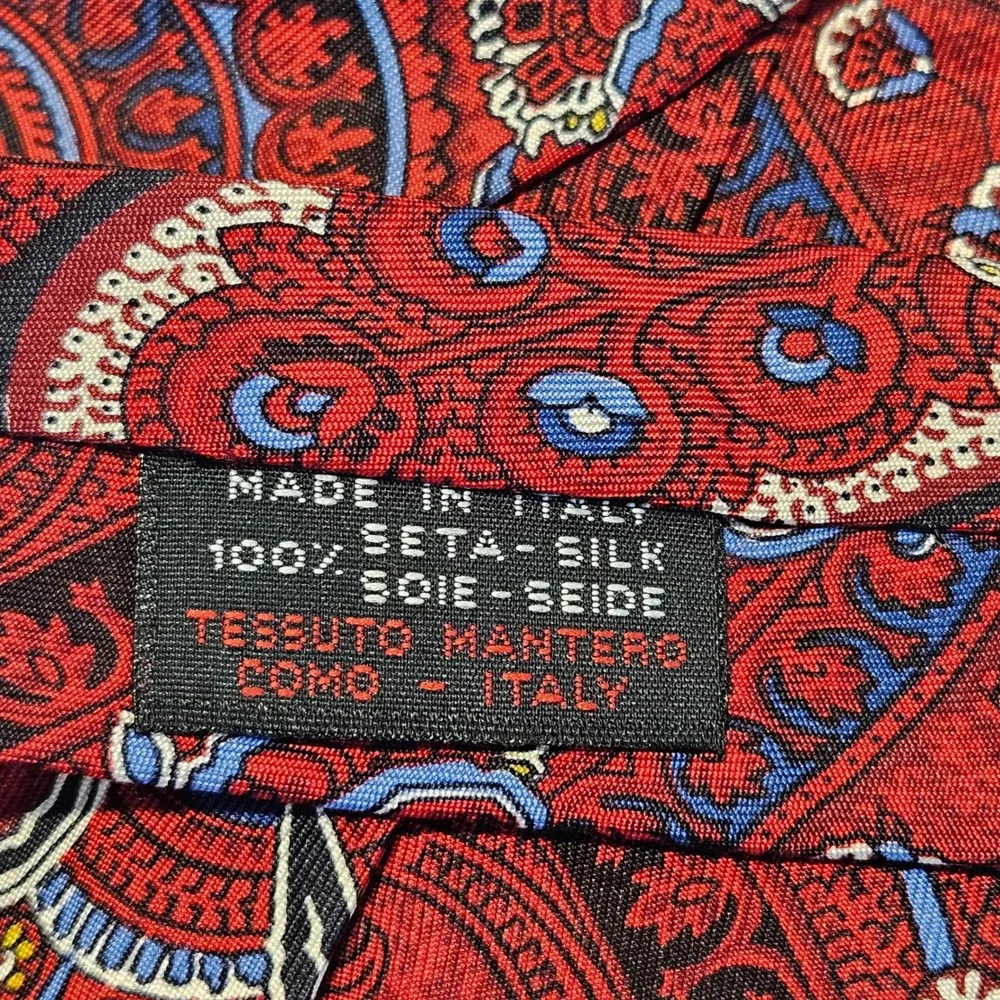 Vintage Gianfranco Ferre Mens Silk‎ Tie Burgundy Red Paisley Made in Italy Neck